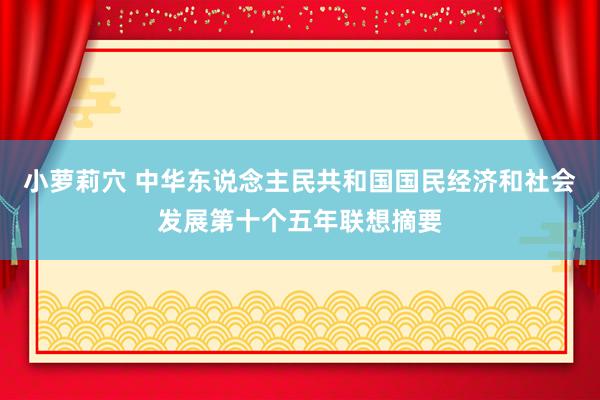 小萝莉穴 中华东说念主民共和国国民经济和社会发展第十个五年联想摘要