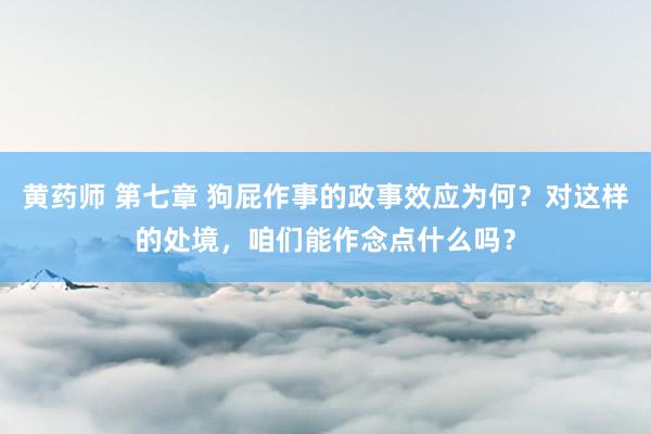 黄药师 第七章 狗屁作事的政事效应为何？对这样的处境，咱们能作念点什么吗？