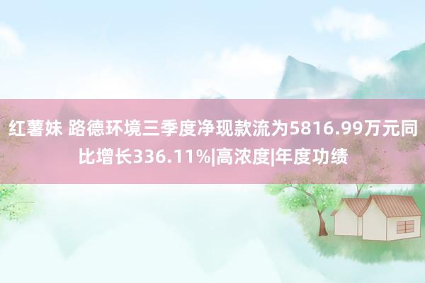 红薯妹 路德环境三季度净现款流为5816.99万元同比增长336.11%|高浓度|年度功绩